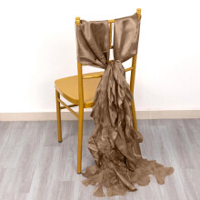 BalsaCircle5Taupe Curly Willow Chiffon Satin Noues de chaises Fournitures de décoration pour mariages, fêtes et réceptions