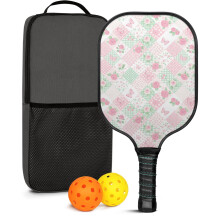 Pickleball Paddles Set with 2 Balls & Bag – Floral Fiberglass Rackets, Compatible with Indoor/Outdoor Play