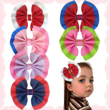 Pink Purple Ruffled Hair Bows for Toddlers 6 pcs