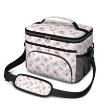 Sac à lunch isotherme à motif floral pour femmes et hommes – Étanche, bandoulière réglable, 25,4 x 17 x 20,3 cm, compatible avec les boîtes