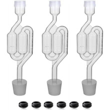 Bubble Airlock Set: 3 Airlocks + 3 #6 Stoppers + 6 Grommets for Wine, Beer, Sauerkraut, Pickles Fermentation