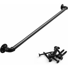 Black Galvanized Pipe Handrail 4 Ft Wall-Mount