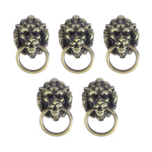 Lot de 5 poignées de meuble antiques, boutons de tiroir, poignées tête de lion, anneau en laiton, pour commode ou armoire
