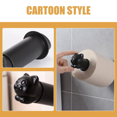 Katzenförmiger Toilettenpapierhalter, schwarz, PP, 1 Stück 1