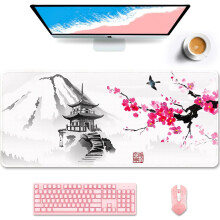 XXL bureauonderlegger 35,5" x 15,7", extra grote gamingmuismat, schattig Sakura Mount Fuji-design, compatibel met alle toetsenborden en laptops