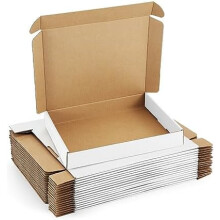 13x10x2 in White Corrugated Shipping Boxes (25-Pack) – Compatible with Book, Shoe & Gift Mailing