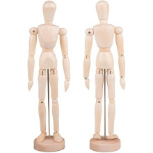 2 Pack 12 Inches Tall Wooden Mannequins of Men and Women Artist Mannequins with Stand Ornaments - Great for Painting or Tabletop Decoration