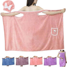 Toalla de baño y piscina de talla grande para mujer: falda de ducha extragrande con diseño de 2 botones, forro polar coral ultrasuave, cubierta de