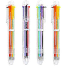 4-pack 0,5 mm 6-in-1 meerkleurige balpennen, intrekbare balpennen in 6 kleuren, ideaal als feestartikel.