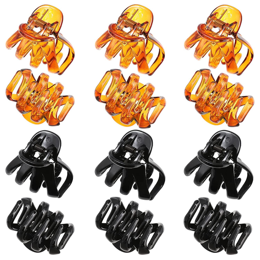 12pcs Small Octopus Hair Clips, 1.57" No-Slip Jaw Clamps for Thin/Thick Hair â Black/Orange (Octopus Clear Hair Clips)