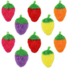 10Pcs 5 Colors Strawberry Kitchen Scrubber Fruit Dish Scrubber Non Scratch Double Layered Dish Sponge Household Cleaning Pad Tools