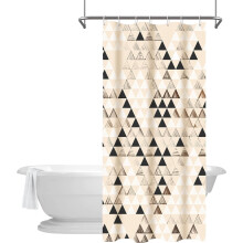 Rideau de douche bohème, motif montagne abstrait minimaliste, polyester, lavable en machine et imperméable, 91 x 183 cm