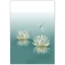 Tableau Zen sur toile : Libellule et nénuphar, 30 x 45 cm, encadré, décoration salle de bain/yoga/spa — Compatible avec Zen Artwork-1