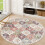 Moroccan Trellis Round Rug Washable Non-Slip 4ft 1