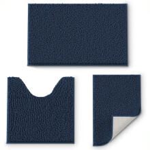 Ensemble de tapis de bain bleu brumeux, 3 pièces, ultra doux, antidérapant, en chenille, absorbant, pour salle de bain, chambre, cuisine.