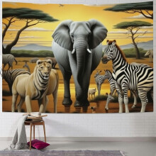 Tropical Jungle Animal Tapestry 40x30 Inch