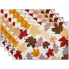 Set van 4 placemats met esdoornbladmotief, 30x45 cm, antislip, wasbaar linnen, herfst/Thanksgiving tafeldecoratie