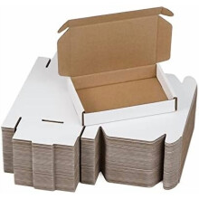 50 Pack 6x4x1 Inches Small Shipping Boxes, White Corrugated Cardboard Boxes, Moving Mailing Packing Box