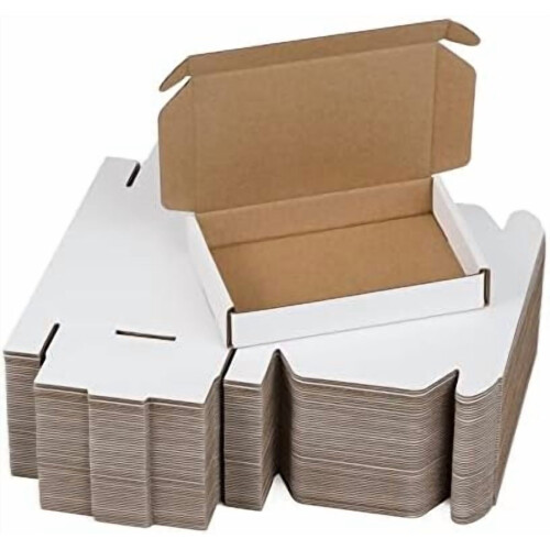 50Pack6x4x1Inches Μικρά Κουτιά Αποστολής, Λευκά Κουτιά από Κυματοειδές Χάρτινο, Κουτί