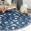 Round Area Rug Blue Geometric Moroccan Design 5 ft 8