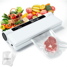 Machine de mise sous vide des aliments, aspiration de 75 kPa, modes aliments secs/humides, 20 sacs, minuterie numérique, compacte et légère –