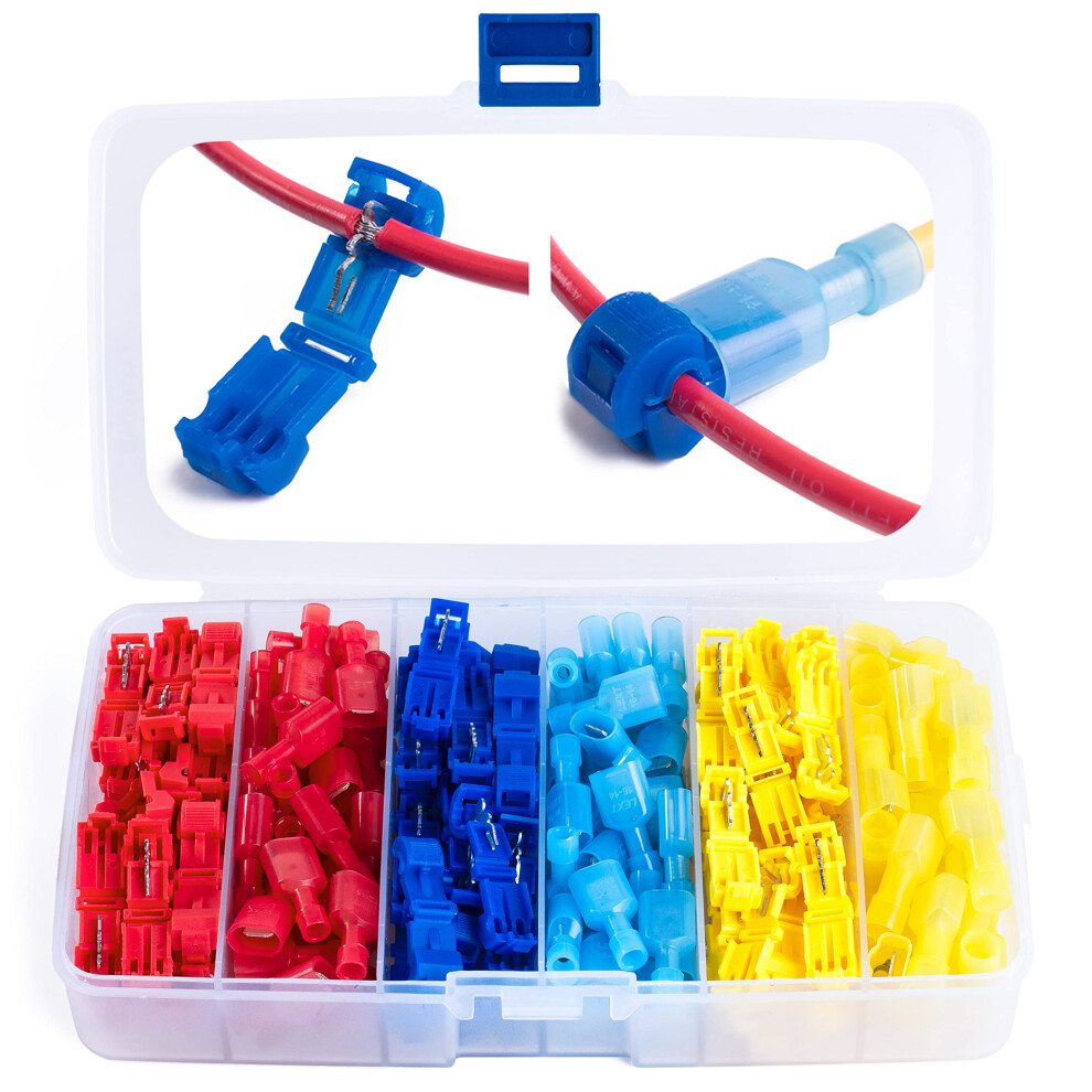 T Tap Wire Connectors Kit - Electrical Connectors Kit - Spade Terminals - Quick Splice Disconnect Wire Taps - (120 Pcs 22-10 Awg) 9450273839493