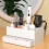 Weißer Acryl-Haarstyling-Organizer mit 3 Stahlbechern 2