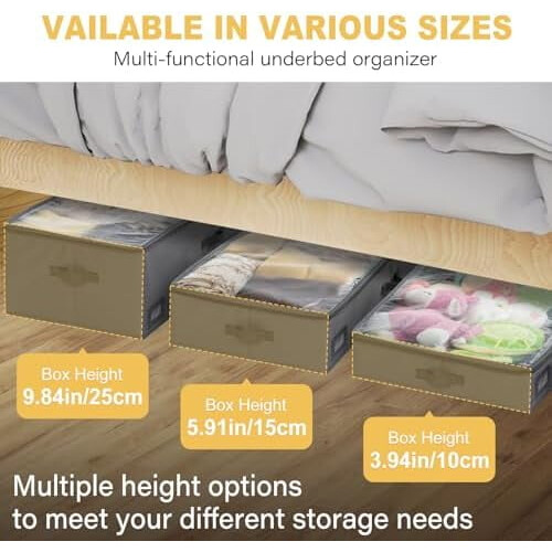 Under Bed Storage Box with Clear Cover, 10-Gallon, 2-Pack 1