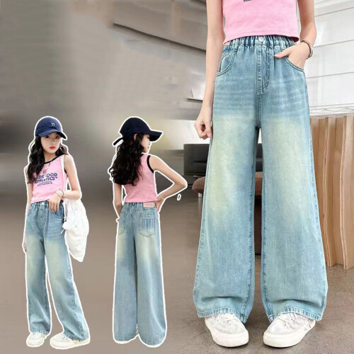 Schlagjeans für Mädchen, bestickt, Stretch-Denim 1