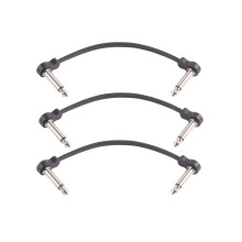 3 piezas de cables de parche de ángulo recto de 6,35 mm, 16 cm, negros