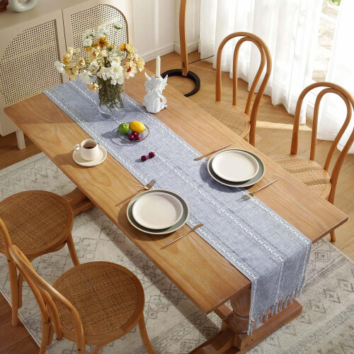 Τραπεζομάντιλο από λινό σε χρώμα boho 13x72 εκ. 1