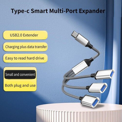 Διανομέας USB-C με 3 θύρες USB-A για φόρτιση φορητού υπολογιστή και δεδομένα 2