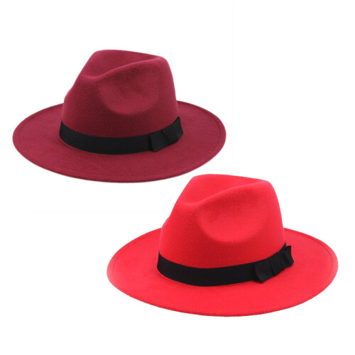 Καπέλα Fedora σε σκούρο κόκκινο μάλλινο 1pack κλασικό σχέδιο unisex για ειδικές 2
