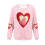 Felpa da donna a coste con scollo rotondo e cuore per San Valentino, lunga 4