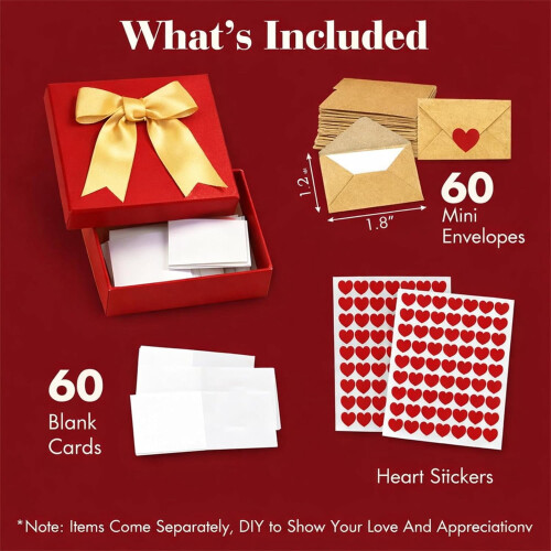 DIY Love Notes Box with Heart Stickers, Blank Cards and 1