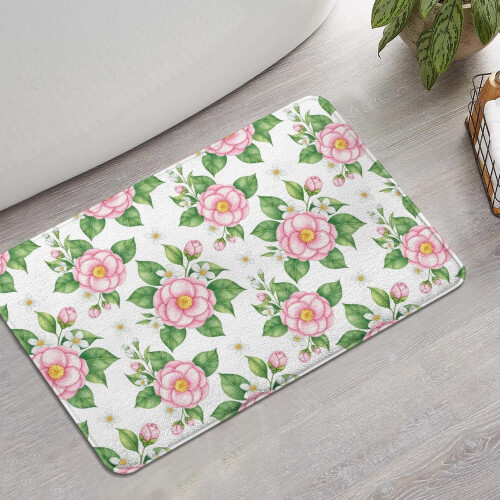 Χαλί μπάνιου Pioneer Flower Floral, αντιολισθητικό χαλάκι μικροϊνών με επένδυση από 1