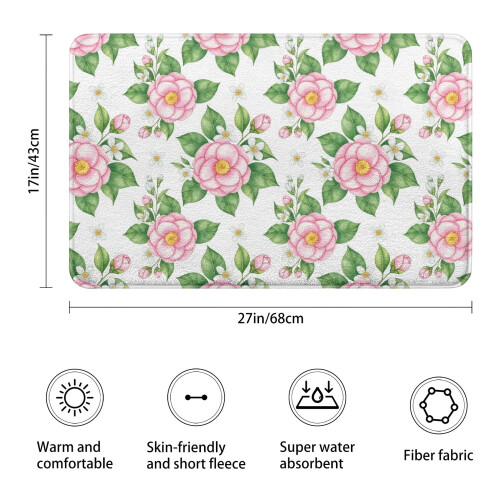 Χαλί μπάνιου Pioneer Flower Floral, αντιολισθητικό χαλάκι μικροϊνών με επένδυση από 2