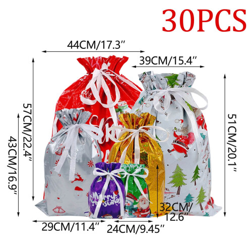 Conjunto de 30 Sacolas de Presente de Natal com Cordão 1