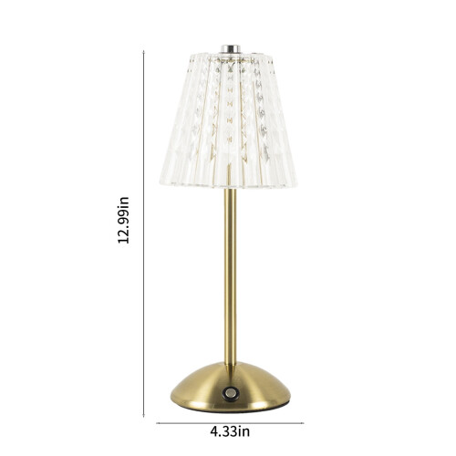Luminária de mesa LED de cristal dourada 33cm 2