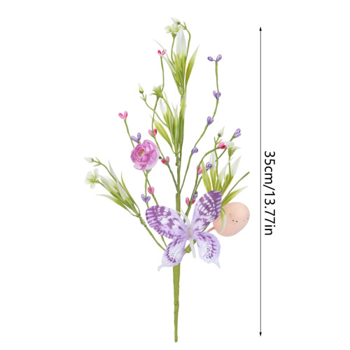 Artificial Spring Easter Floral Stem with Pastel Eggs 1PC 1