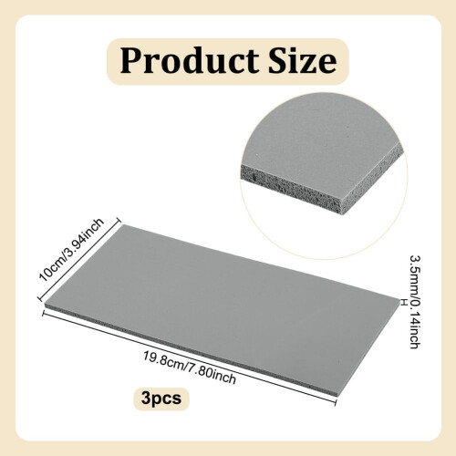 Conjunto de 3 Tapetes de Silicone para Prensa Térmica 7,80x3,94x0,14 Polegadas, Capa de Silicone para Prensa Térmica, Almofada de Espuma, 1