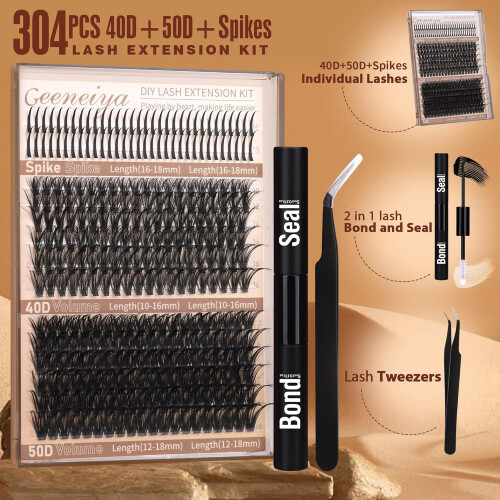 Κιτ βλεφαρίδων Volume & Spike Clusters 10–18mm 40D+50D 2