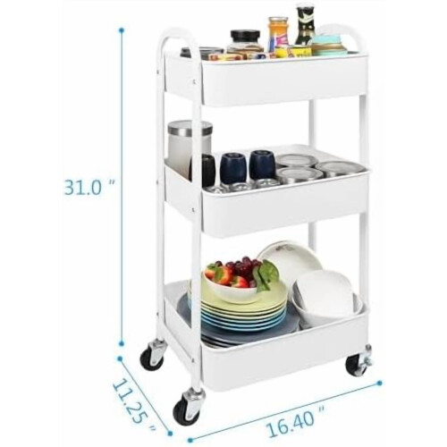 3-Tier Rolling Utility Cart with Lockable Wheels 1