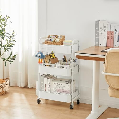 3-Tier Rolling Utility Cart with Lockable Wheels 2