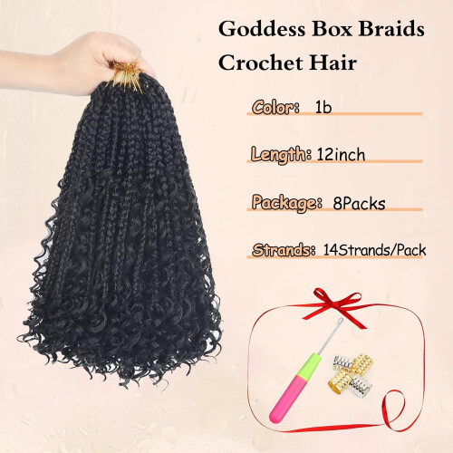 Boho Box Braids Häkelhaar, 30 cm, 8er-Pack, vorgeflochten 2