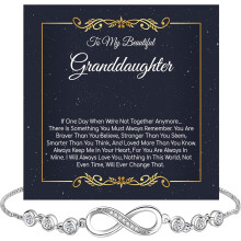 Granddaughter Infinity Heart Bracelet with Message Card & Box – Graduation, Christmas, Birthday Gift from Grandma/Grandpa