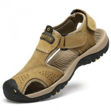 RYDCOT men's leather sandals outdoor non-slip khaki size 9
