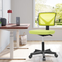 Computer Chair, Armless Ergonomic Desk Chair, Adjustable Swivel Small Office Chair with Lumbar Support and Wheels for Small Spaces, Green