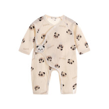 Newborn Girl Onesies, Thin Cotton Long Sleeve Air-Conditioned Jumpsuit with Puppy Print, Zip Tie Pajamas, White, 3-6 Months