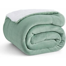 GentleSoft Sherpa Fleece Throw Blanket for Couch - Thick and Warm, Soft Fuzzy Plush Throw Blanket for Winter, Sage Green, 50x60 Inches